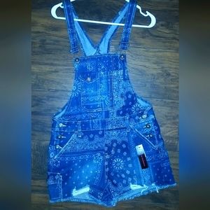 No Boundaries Printed Overall Shorts